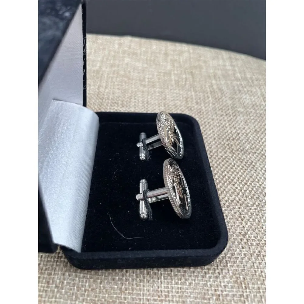 Pennsylvania Quarter Cufflinks Silver Bullet Back Men's Anniversary Gift